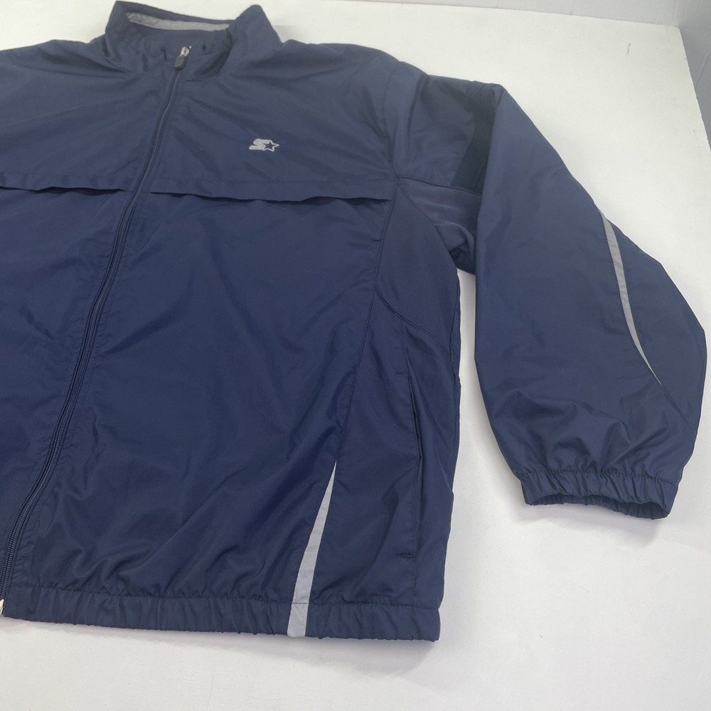 Starter Jacket Men's Size XXL Windbreaker Full Zip Track Stand Up Neck Navy Blue - Picture 3 of 9